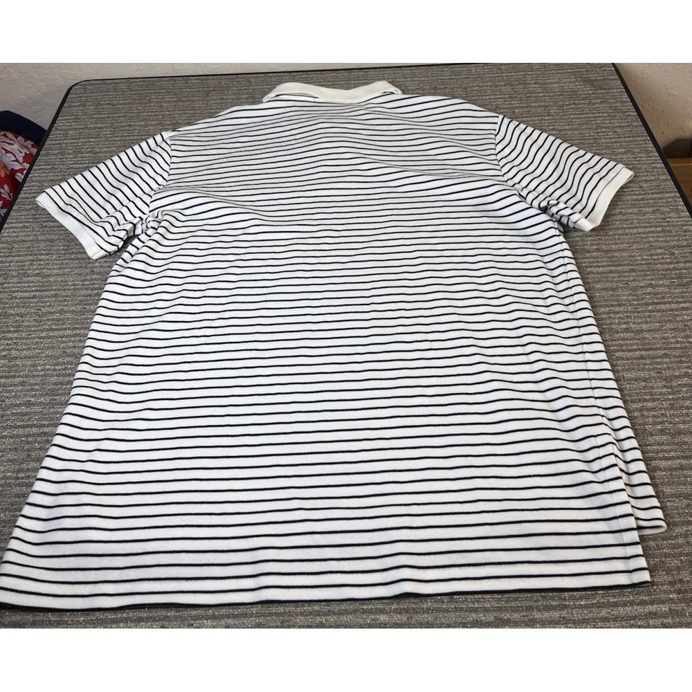 Polo Ralph‎ Lauren Shirt Mens Large Custom Fit Striped Cotton White Navy Blue - Picture 3 of 8